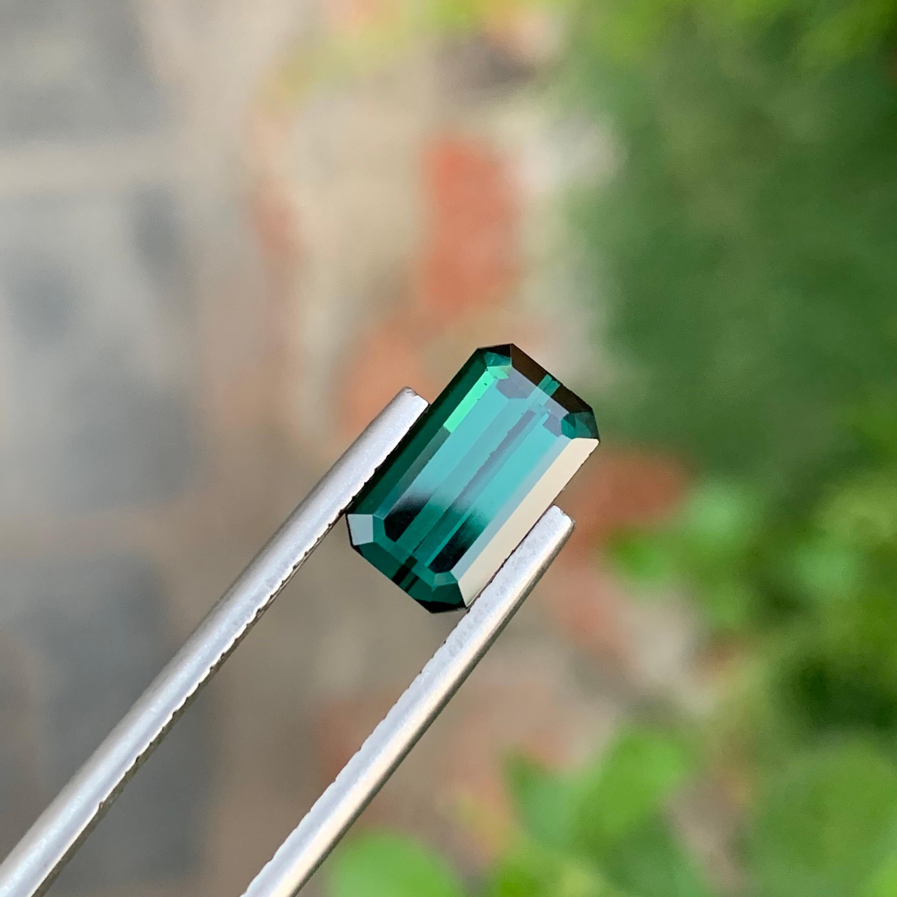 2.90 Carat Natural Loose Dark Green Tourmaline Emerald Shape Gem For Jewellery For Sale 3