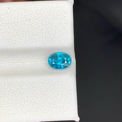 1.40 Carat Natural Loose Electric Blue Zircon Stone Oval Cut Cambodian Gemstone