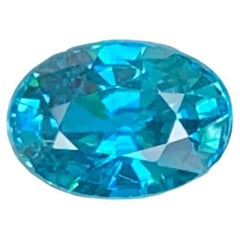 1.40 Carat Natural Loose Electric Blue Zircon Stone Oval Cut Cambodian Gemstone 1.40 Carat Natural Loose Electric Blue Zircon Stone Oval Cut Cambodian Gemstone