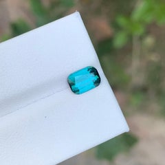 1.40 Carat Natural Loose Green Blue Tourmaline Cushion Shape Gemstone