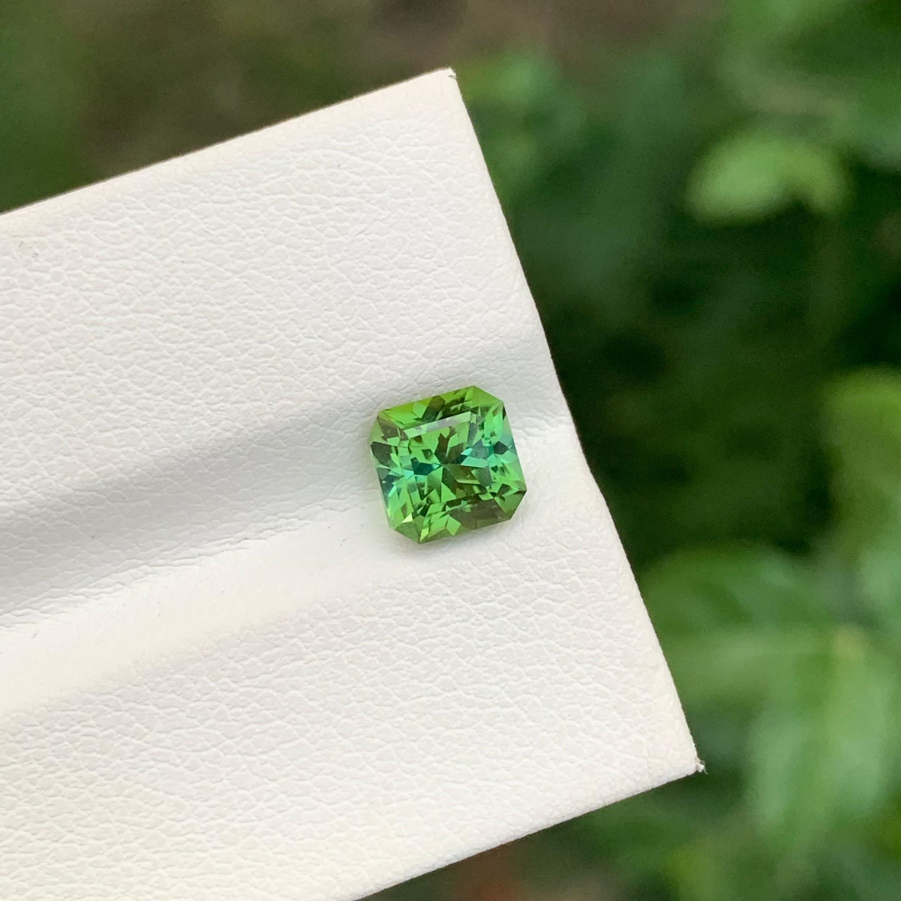 Taille carrée 1.40 Carat Natural Loose Green Tourmaline Square Shape Gemstone (Tourmaline verte en vrac de forme carrée) en vente