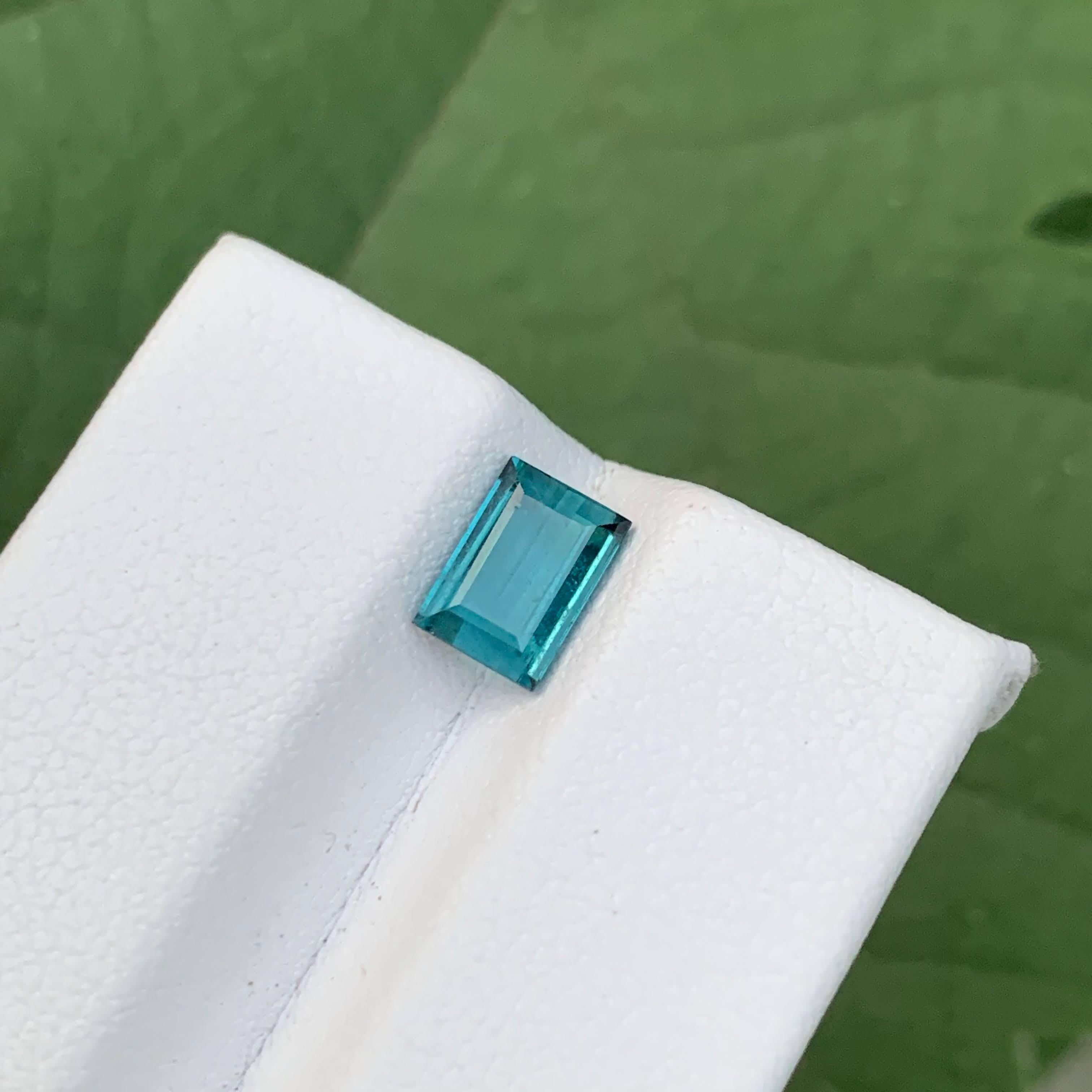 Women's or Men's 1.40 Carat Natural Loose Indicolite Tourmaline Baguette Cut Afghani Gemstone For Sale