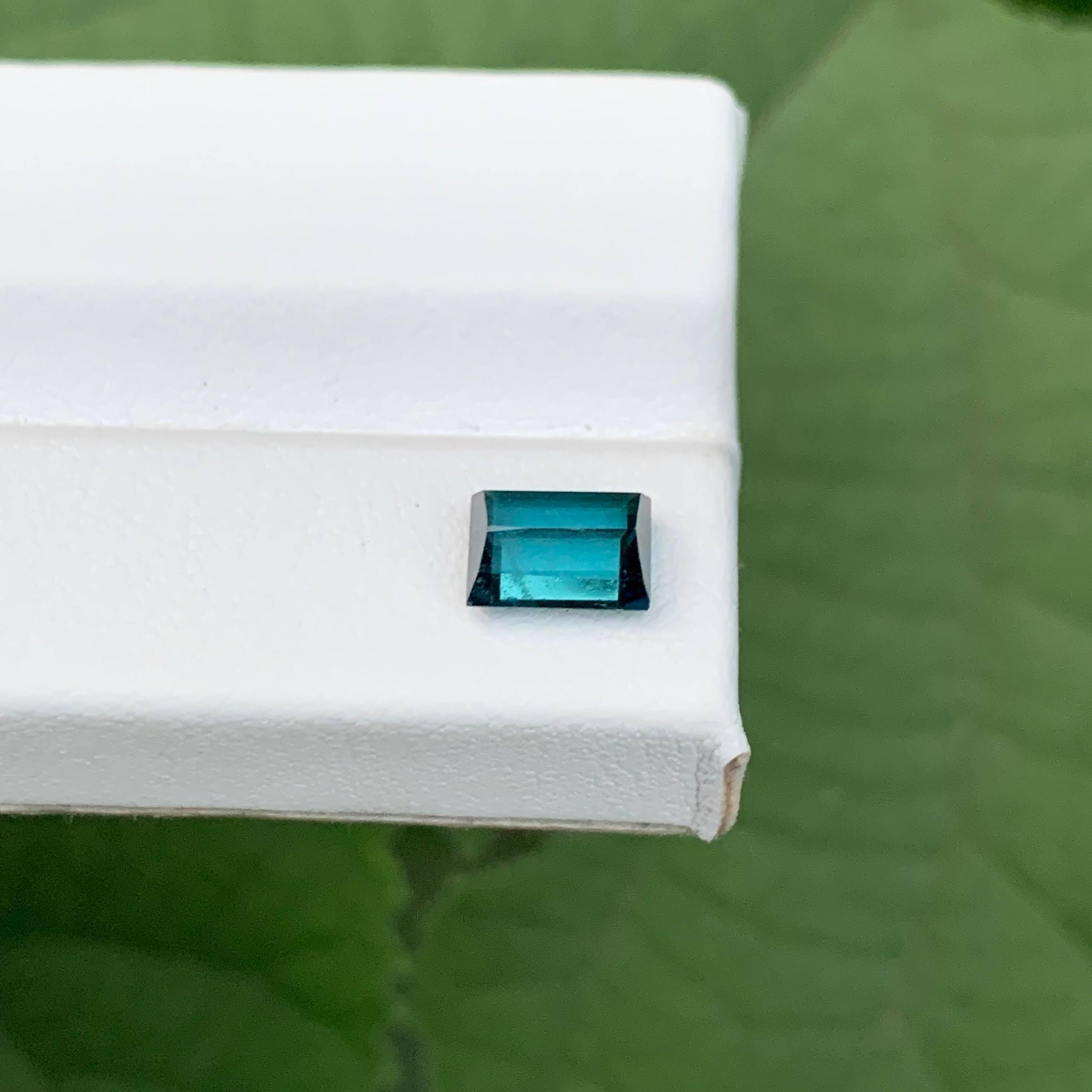 1.40 Carat Natural Loose Indicolite Tourmaline Baguette Cut Afghani Gemstone For Sale 3