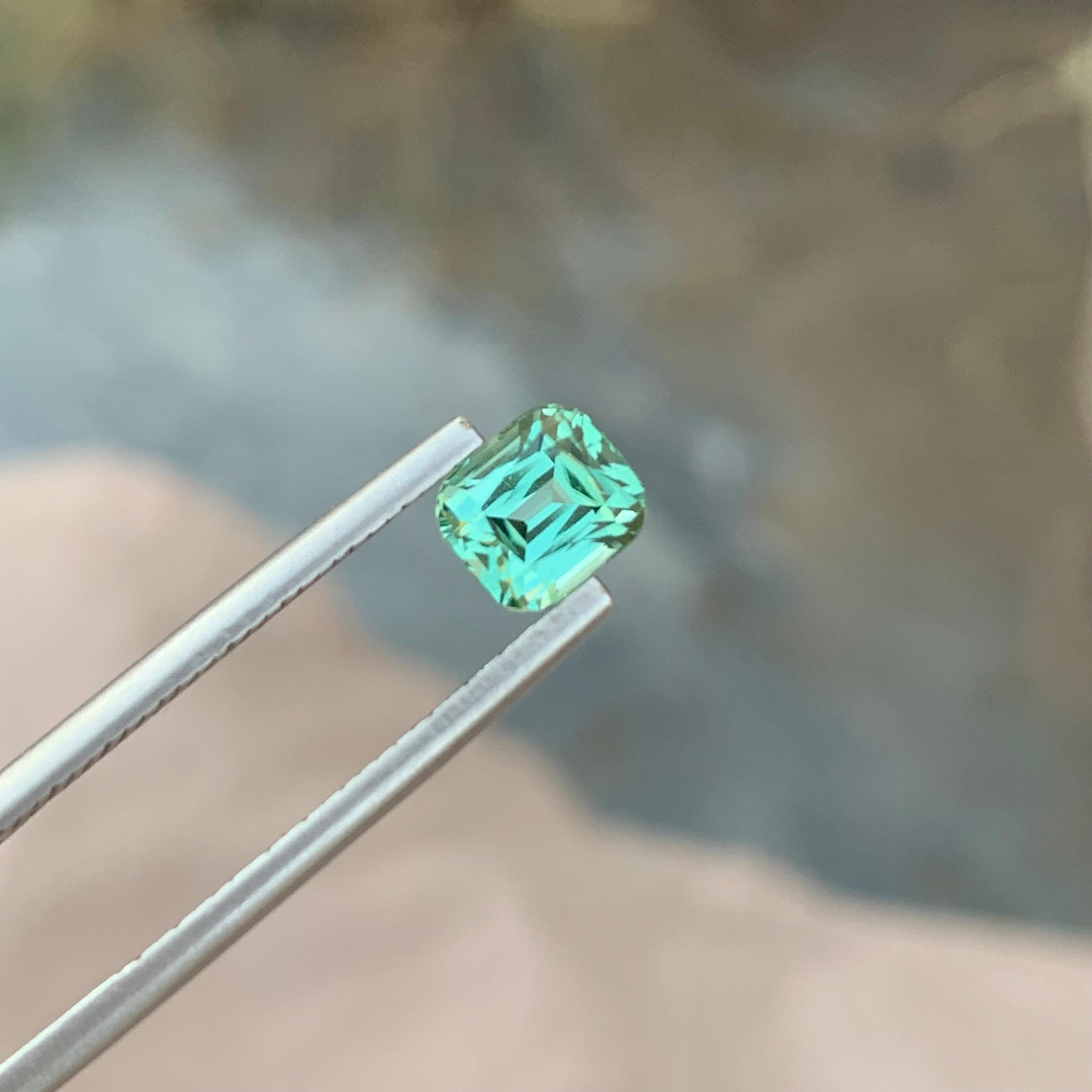 1,40 Karat natürlicher loser hellgrüner Turmalin in Smaragdform für Ring im Angebot 2