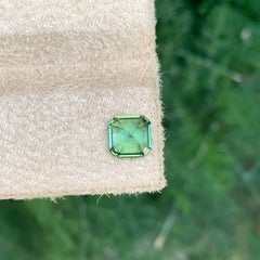 1.40 Carat Natural Loose Mint Green Tourmaline Asscher Cut Afghan Gemstone