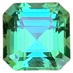 1.40 Carat Natural Loose Mint Green Tourmaline Asscher Cut Afghan Gemstone