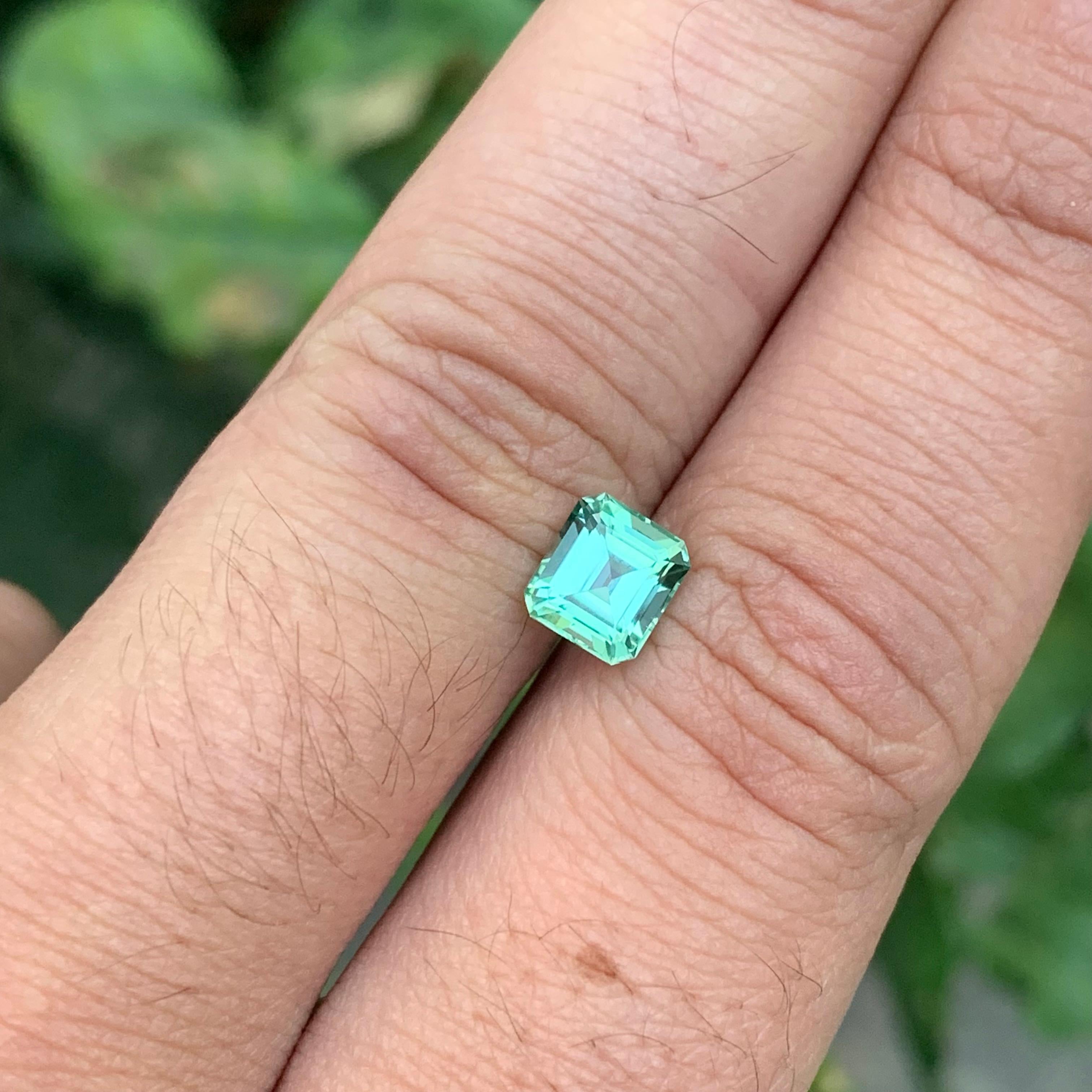 1.40 Carat Natural Loose Mint Green Tourmaline Cushion Shape Gem en vente 4