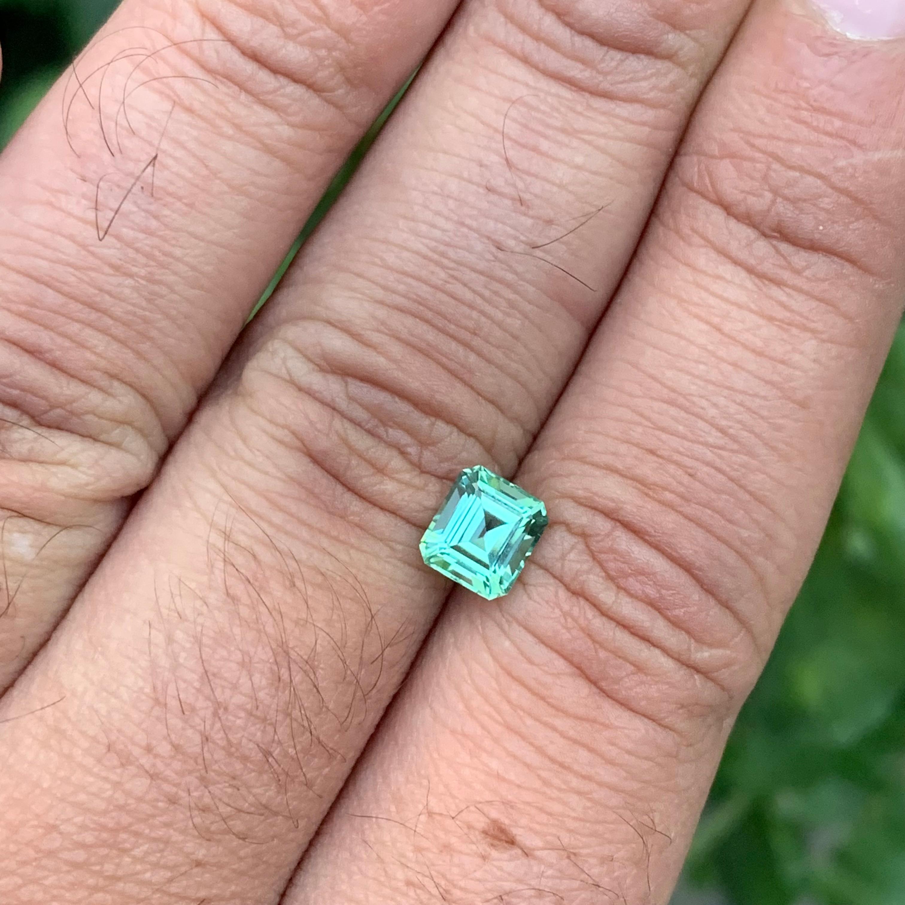 1.40 Carat Natural Loose Mint Green Tourmaline Cushion Shape Gem en vente 5