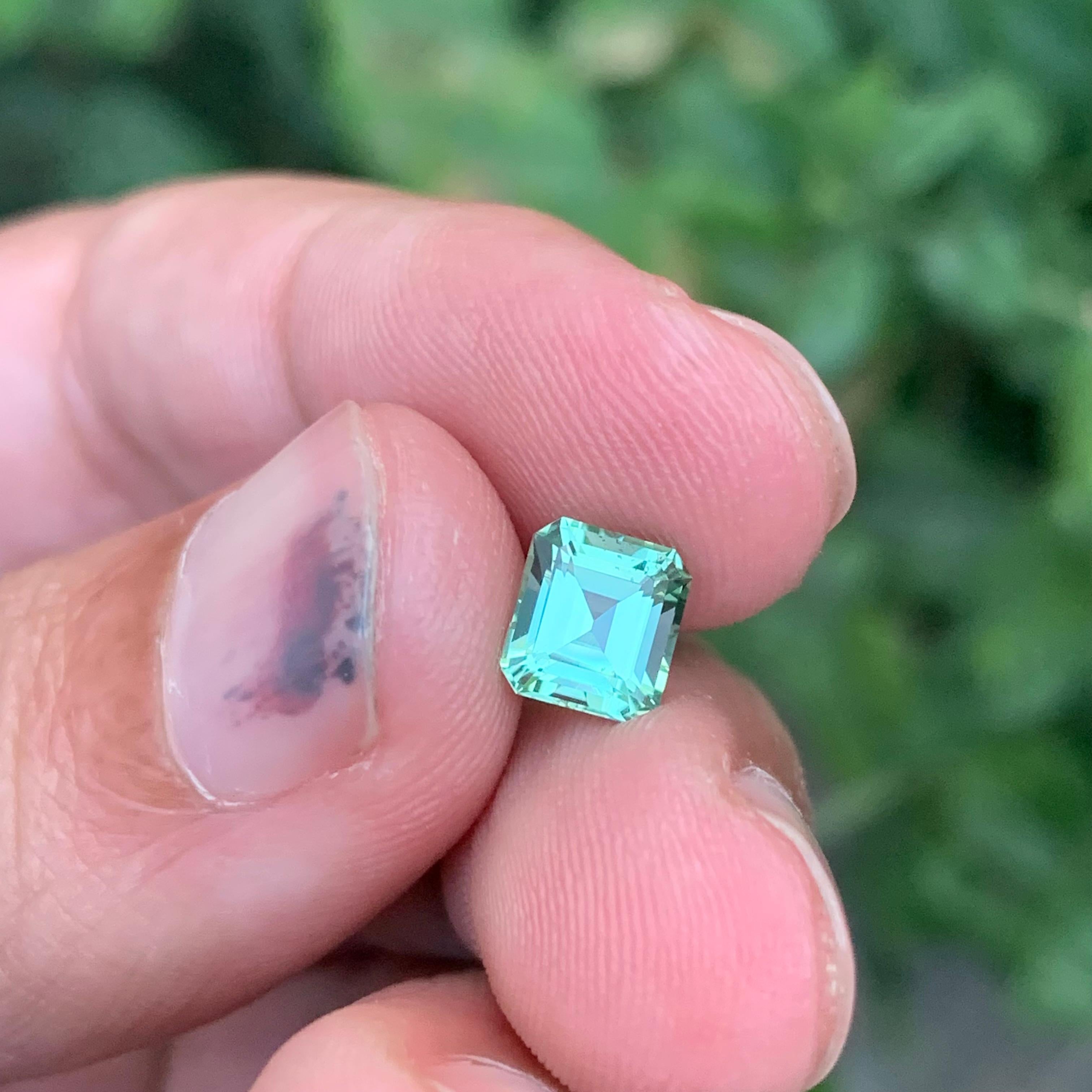 1.40 Carat Natural Loose Mint Green Tourmaline Cushion Shape Gem en vente 2