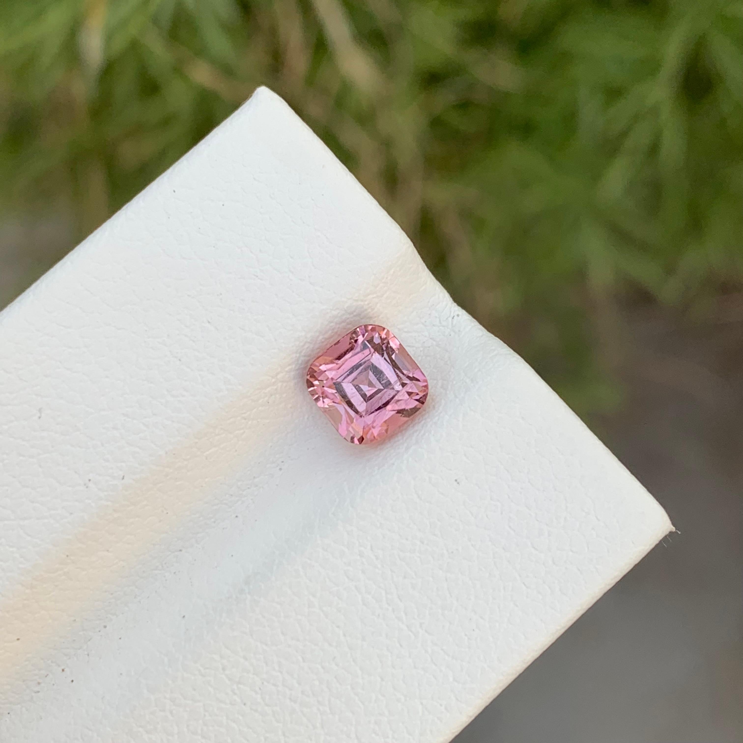 1.40 Carat Natural Loose Perfect Square Pink Tourmaline Gem For Ring  For Sale 5