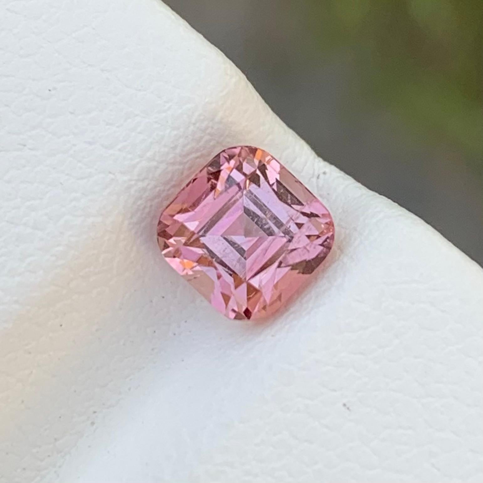 Loose Pink Tourmaline 
Weight: 1.40 Carats 
Dimension: 5.8 x 5.8 x 5.2 Mm
Origin: Kunar, Afghanistan 
Treatment: Non 
Certificate: On Demand 
Shape: Square 

Tourmaline, a gemstone celebrated for its diverse spectrum of colors, is a captivating and