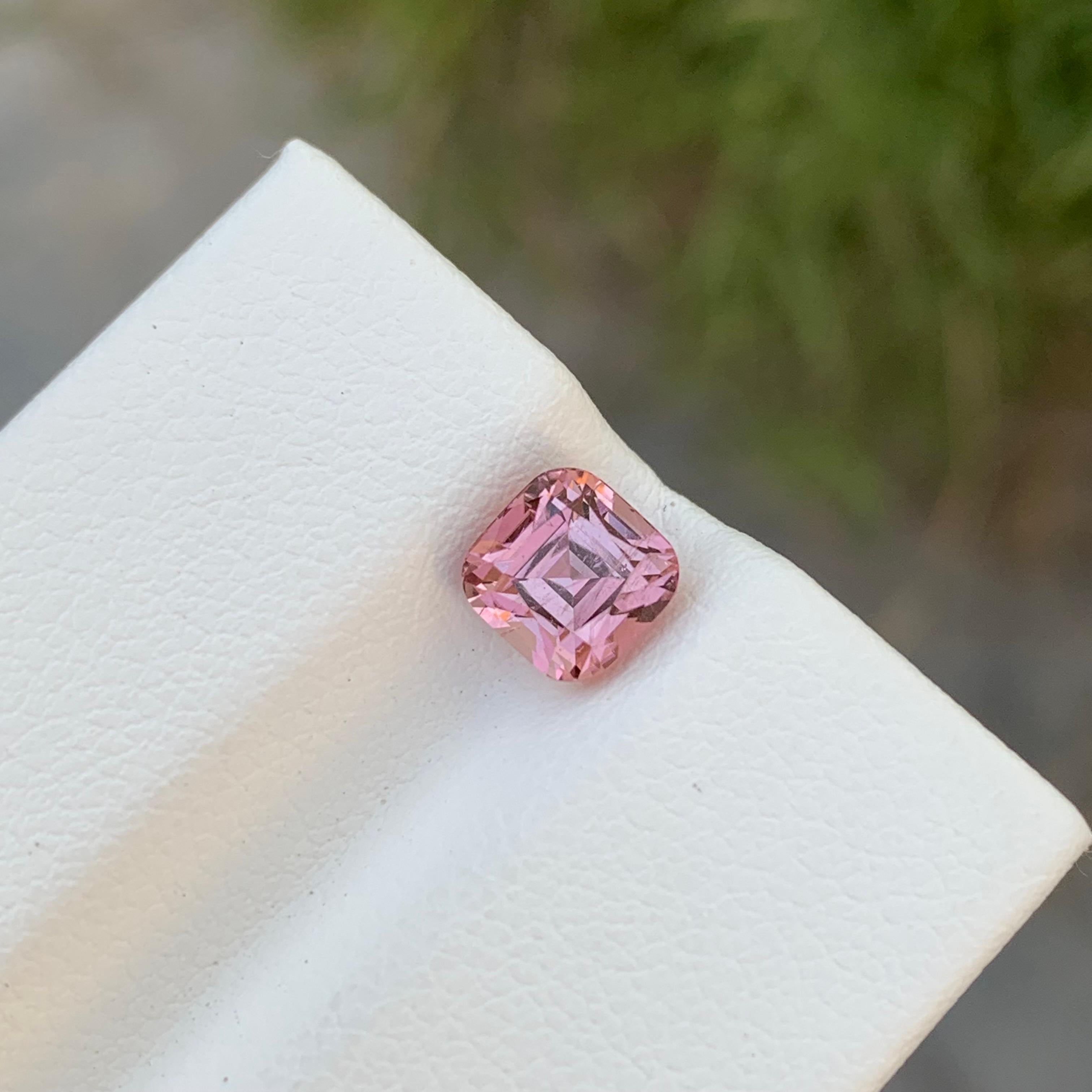Arts and Crafts 1.40 Carat Natural Loose Perfect Square Pink Tourmaline Gem For Ring  For Sale