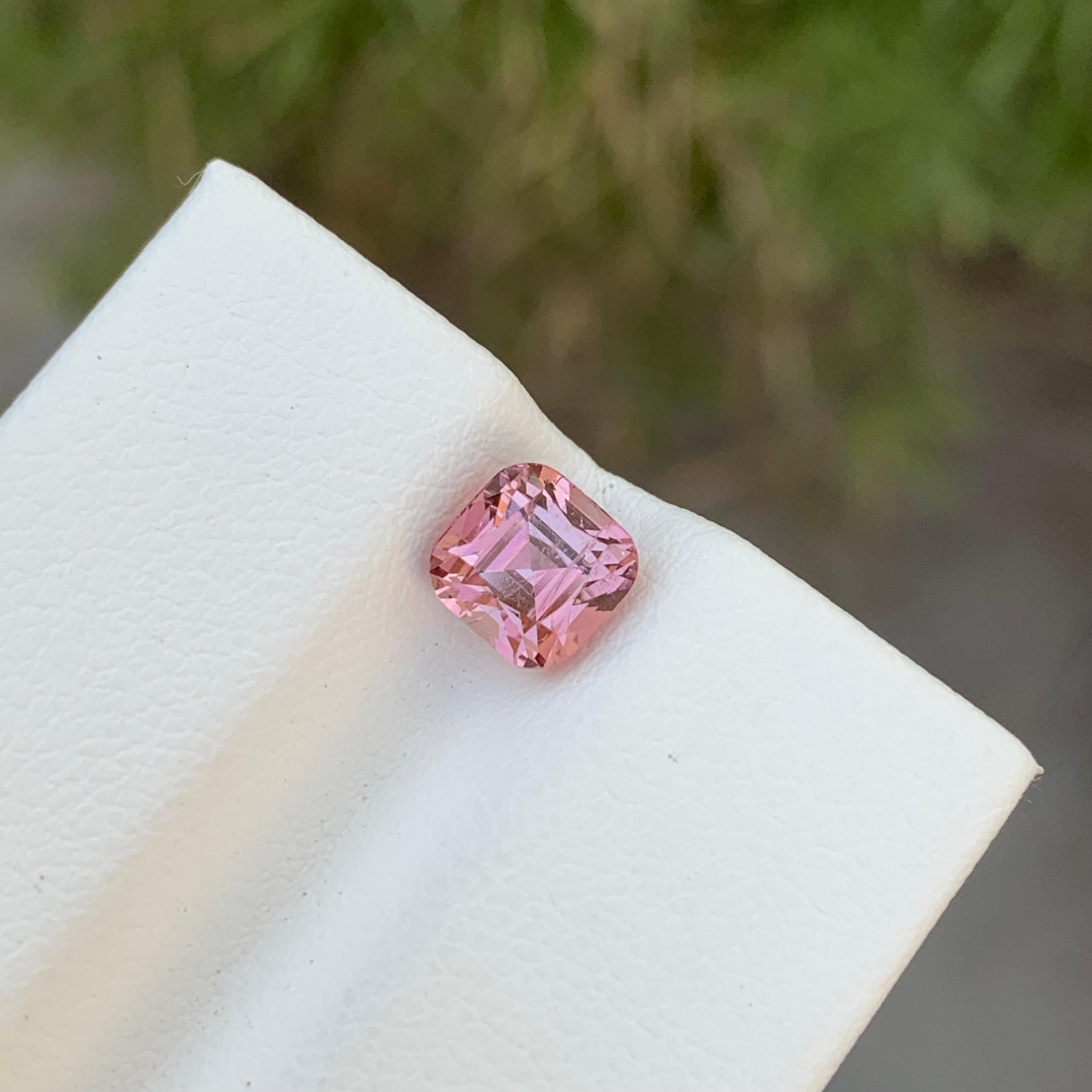 Women's or Men's 1.40 Carat Natural Loose Perfect Square Pink Tourmaline Gem For Ring  For Sale