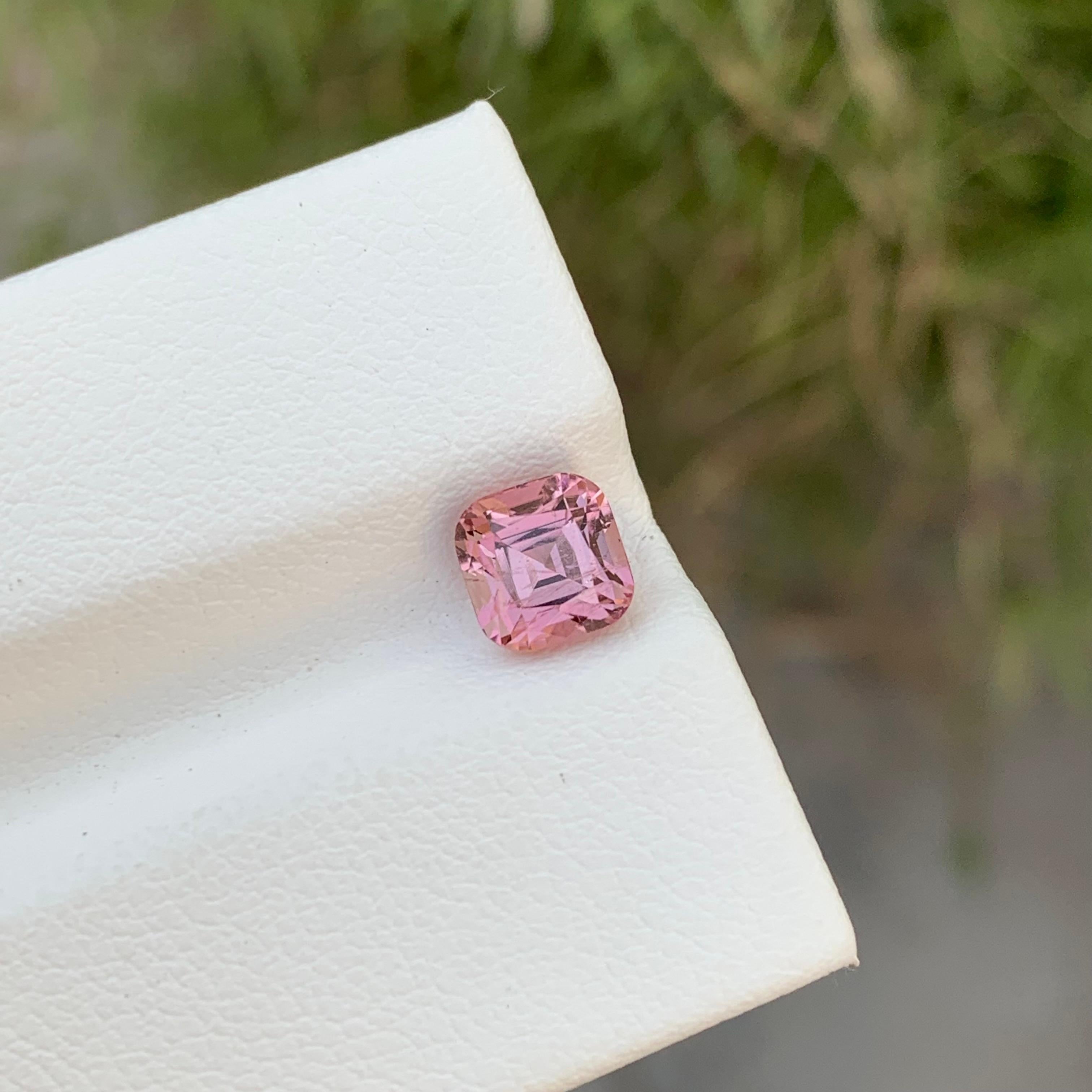 1.40 Carat Natural Loose Perfect Square Pink Tourmaline Gem For Ring  For Sale 1