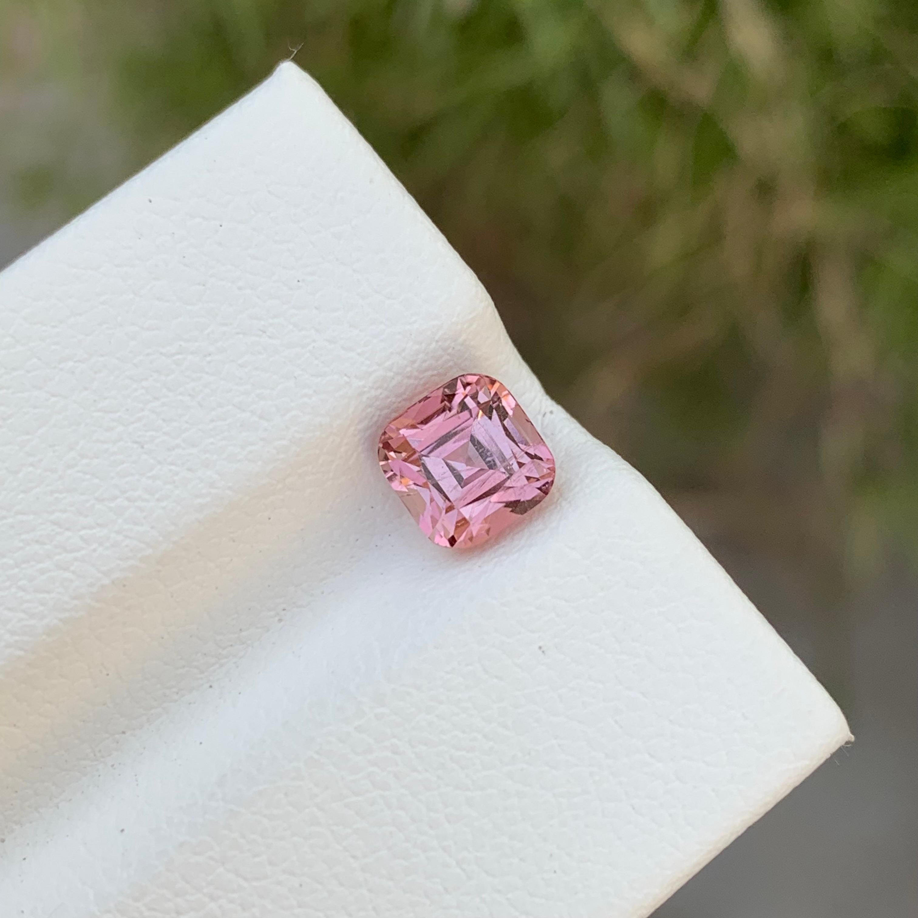1.40 Carat Natural Loose Perfect Square Pink Tourmaline Gem For Ring  For Sale 2