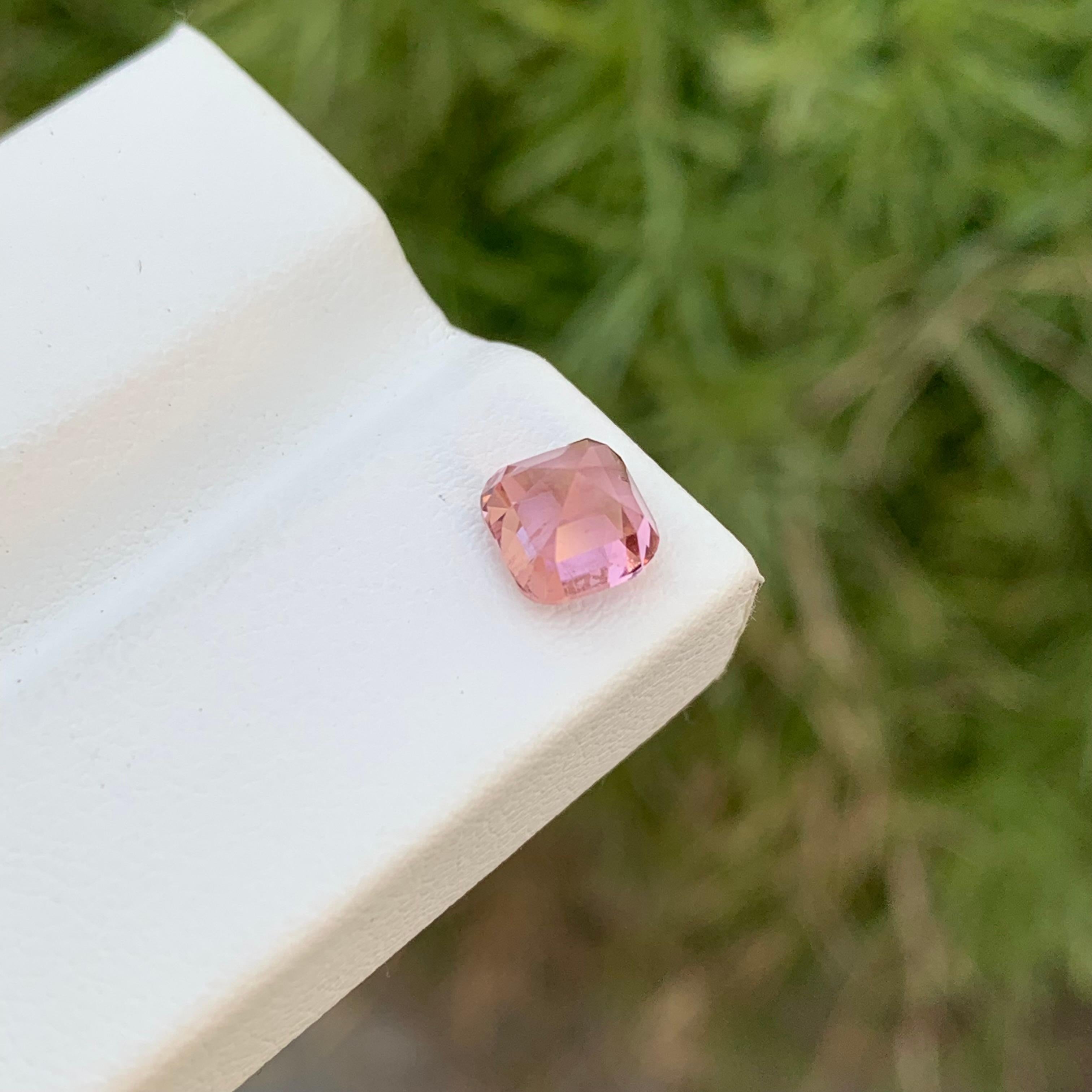 1.40 Carat Natural Loose Perfect Square Pink Tourmaline Gem For Ring  For Sale 3