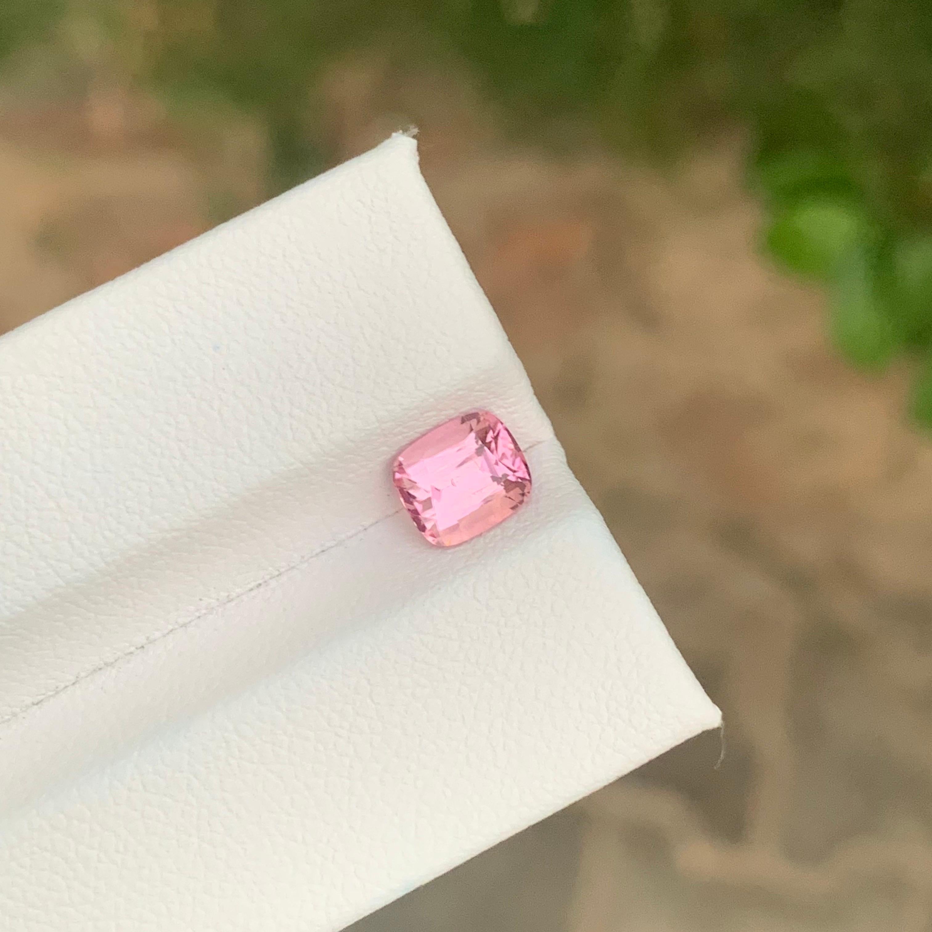Arts and Crafts 1.40 Carat Natural Loose Pink Tourmaline Cushion Shape Gemstone For Sale