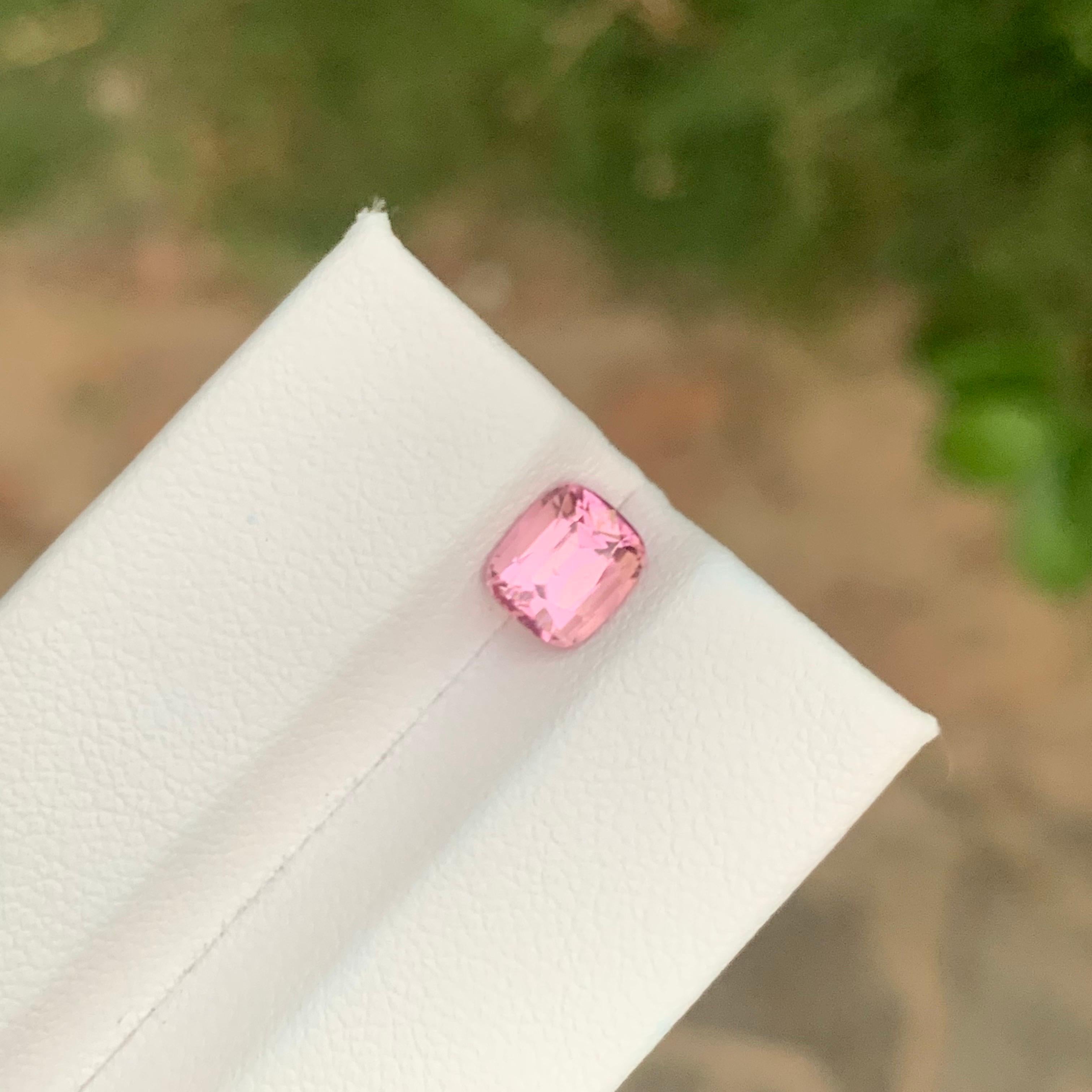 Women's or Men's 1.40 Carat Natural Loose Pink Tourmaline Cushion Shape Gemstone For Sale