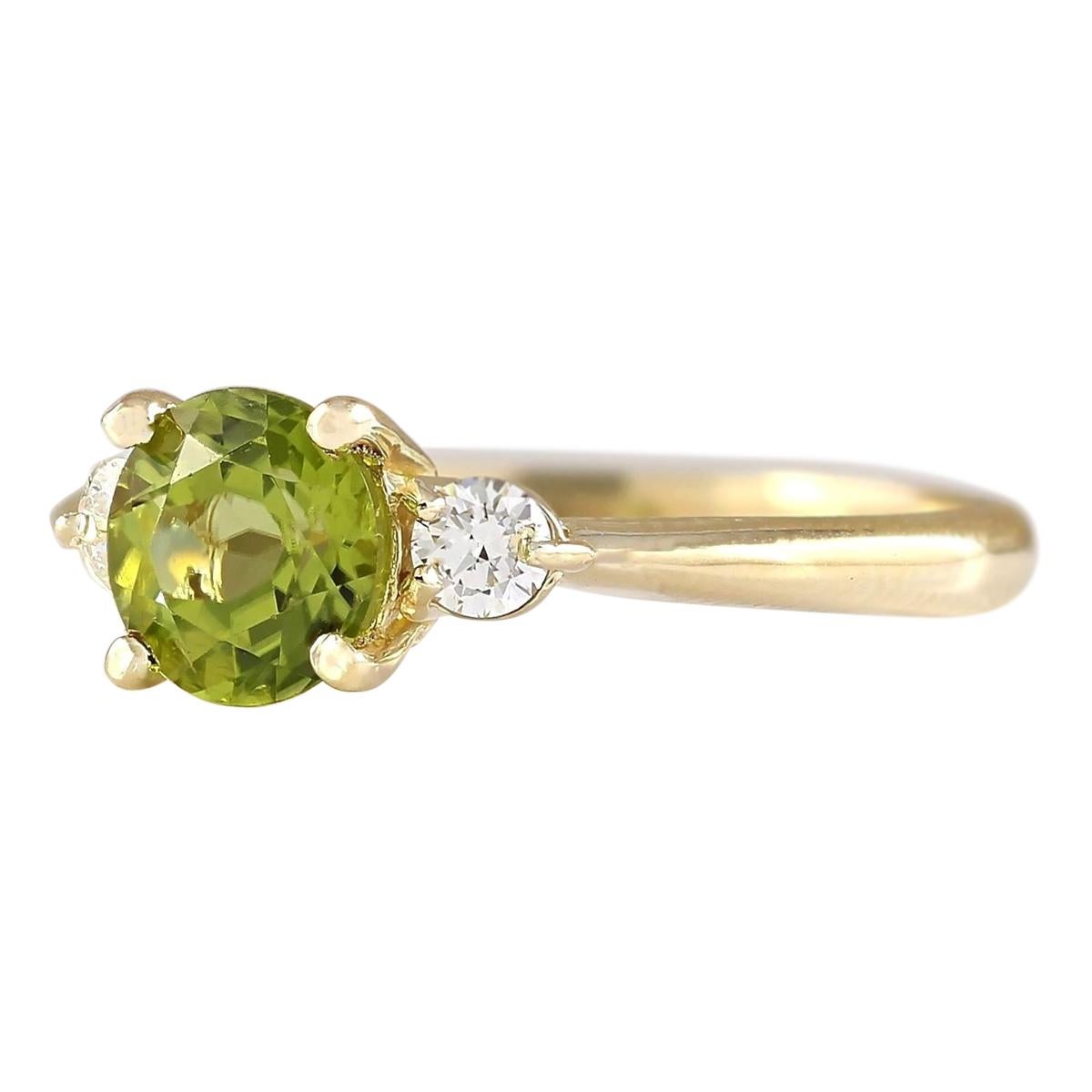 Stamped: 14K Yellow Gold
Total Ring Weight: 2.2 Gram
Total Natural Peridot Weight is 1.20 Carat (Measures: 6.00x6.00 mm)
Color: Green
Total Natural Diamond Weight is 0.20 Carat
Color: F-G, Clarity: VS2-SI1
Face Measures: 6.00x11.50 mm
Sku: [703251W]
