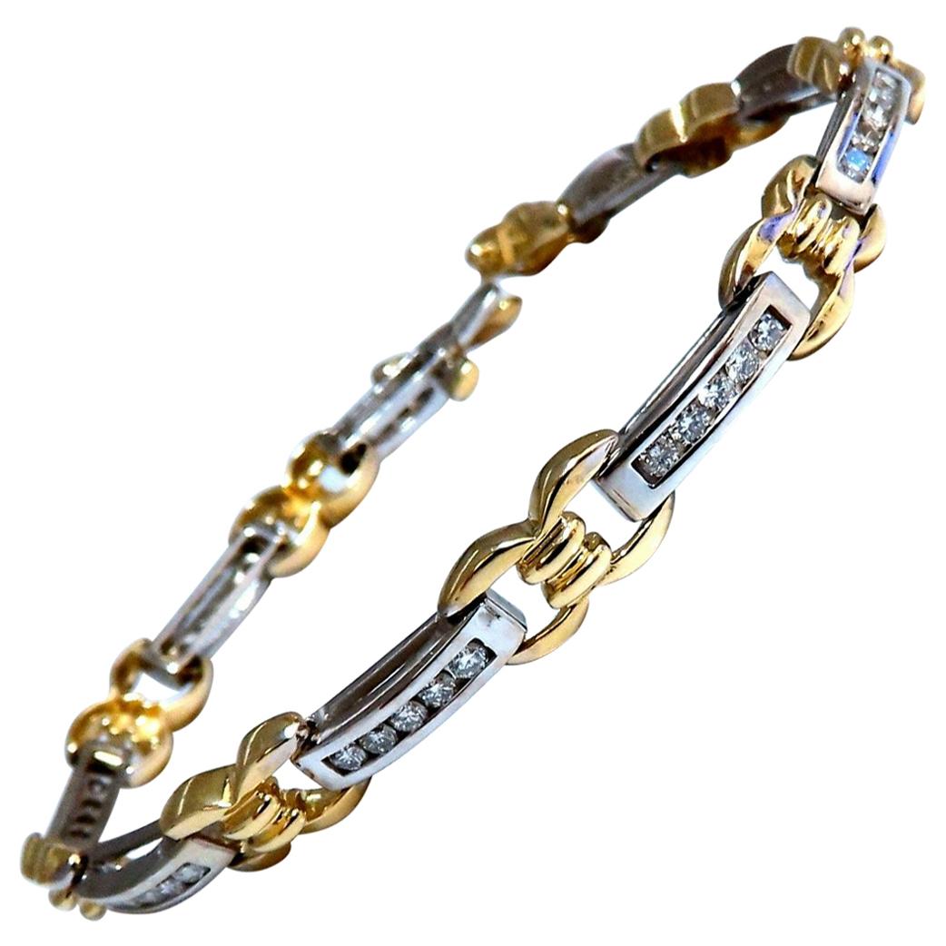 Bracelet à maillons en or 14 carats avec diamants ronds naturels de 1,40 carat