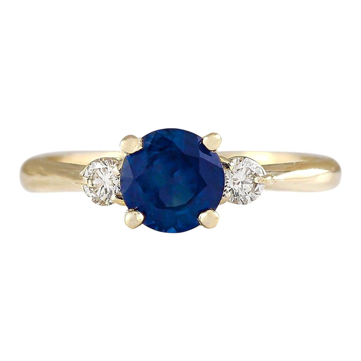 Sapphire Diamond Ring In 14 Karat Yellow Gold  For Sale