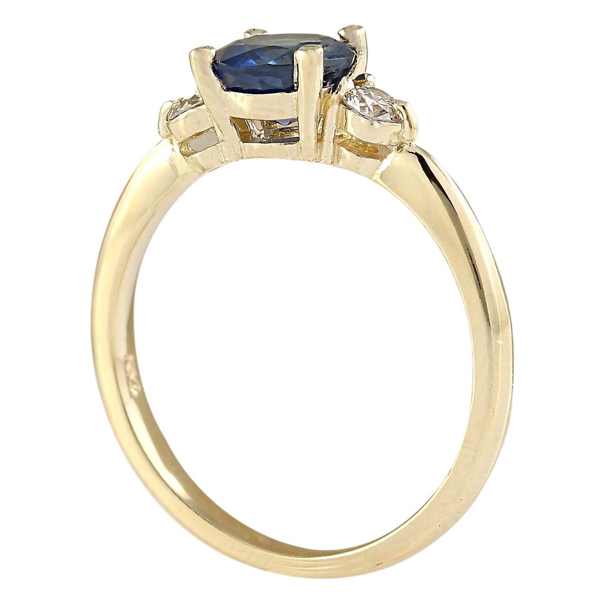 Round Cut Sapphire Diamond Ring In 14 Karat Yellow Gold  For Sale