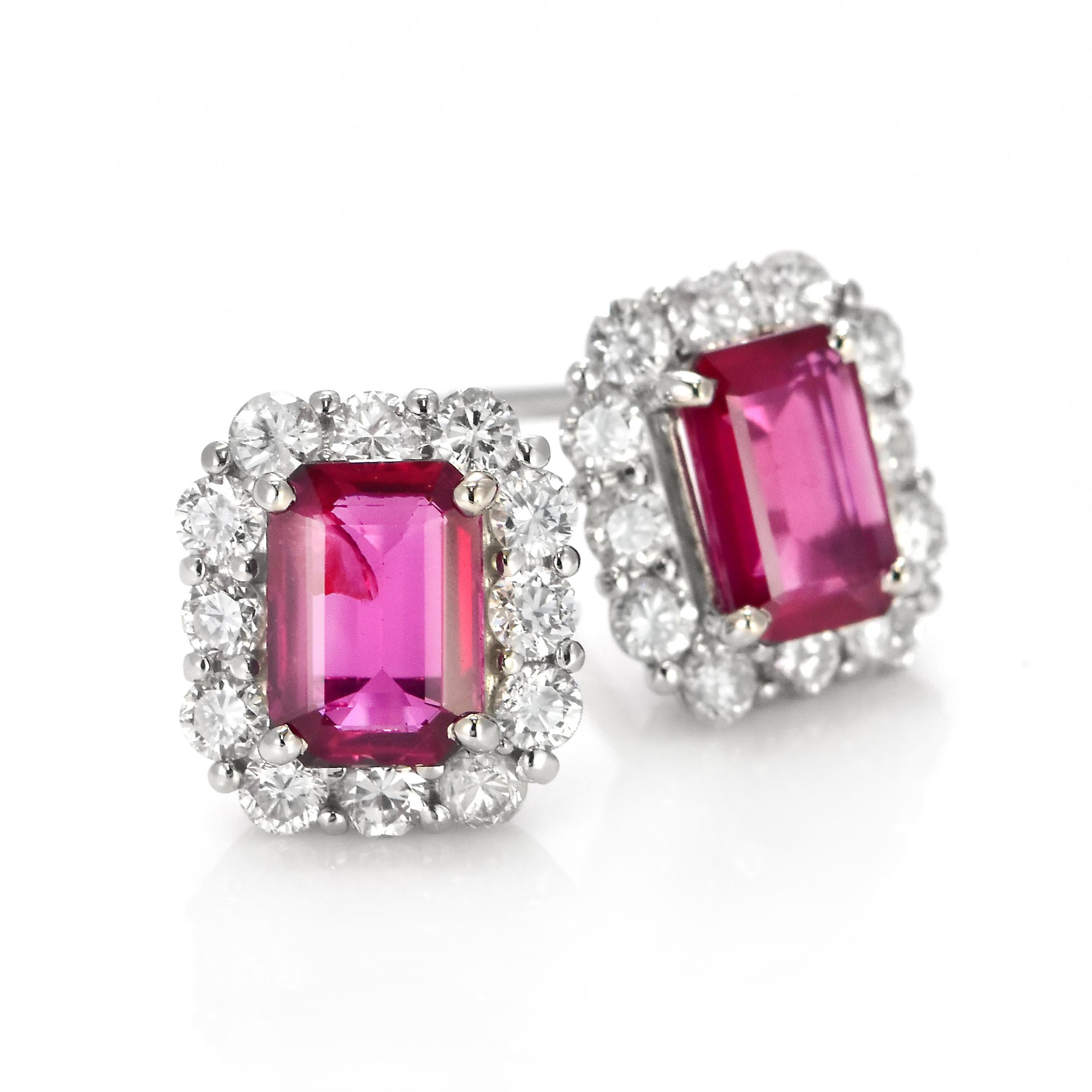 A gorgeous pair of Rubies weighing a total of 1.40 Carats - untreated, natural. The diamonds are a further 0.54 Carats. Rubies are referred to as 