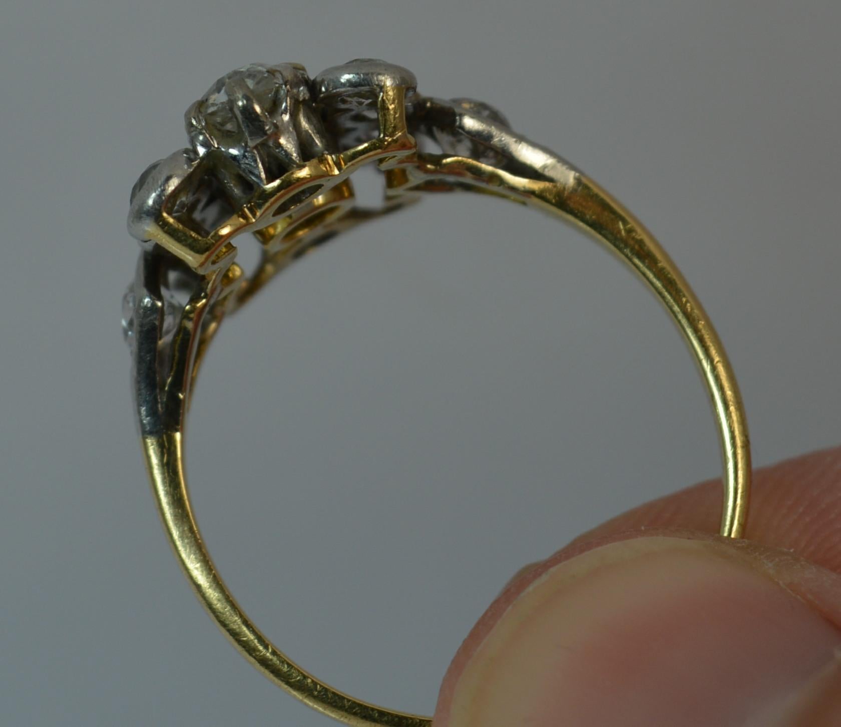 1.40 Carat Old Cut Diamond 18 Carat Gold Panel Cluster Ring In Excellent Condition In St Helens, GB