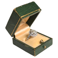 Old European-Cut Diamond (Approx 1.4-Carats) Engagement Halo Ring, Platinum