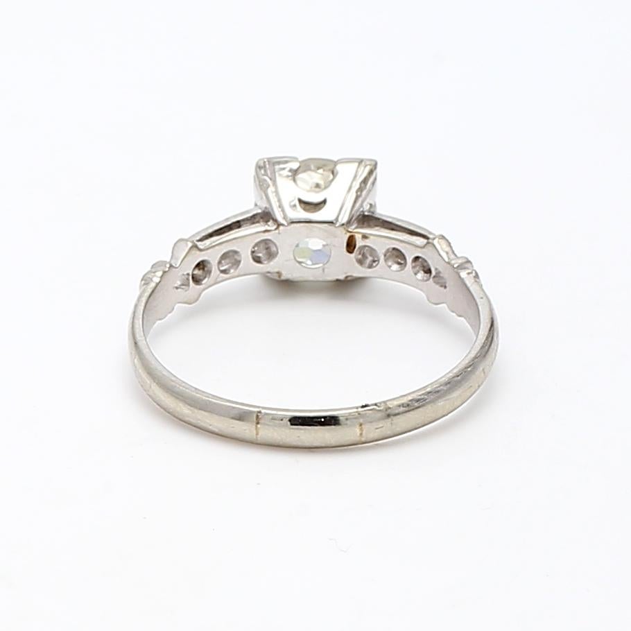 Bague de fiançailles K-SI1 en platine avec diamant de taille européenne ancienne de 1,40 carat en vente 1