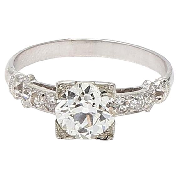 1.40 Carat Old European Cut Shape K-SI1 Diamond Platinum Engagement Ring