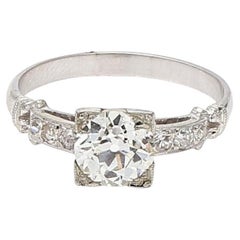Bague de fiançailles K-SI1 en platine avec diamant de taille européenne ancienne de 1,40 carat