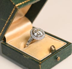 Platinum and 1.40ct Diamond Ring. GIA Old European Cut Engagement Ring L SI1