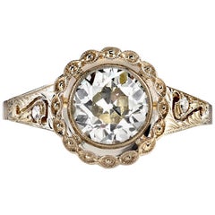 1.40 Carat Old Mine Cut Diamond Set in a Handcrafted White Gold Engagement Ring