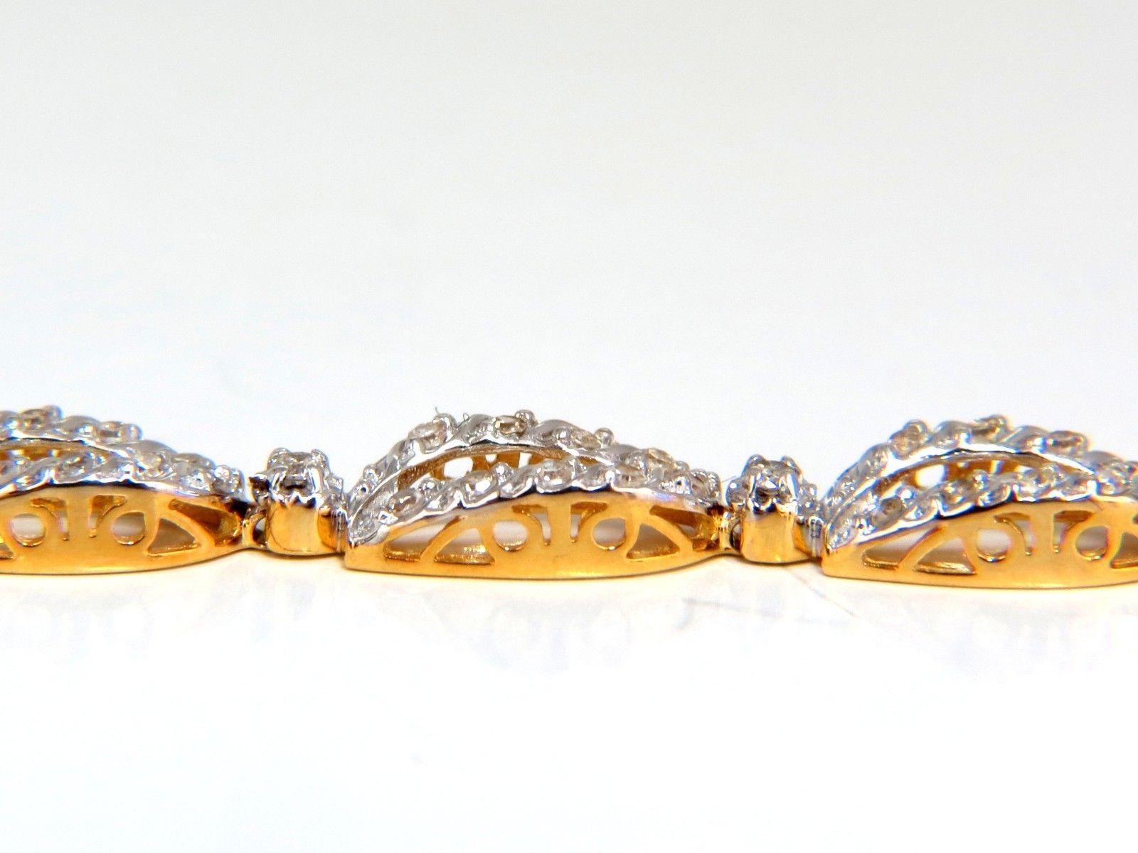 1.40 Carat Open Leaf Pattern Diamonds Bracelet 14 Karat In New Condition For Sale In New York, NY