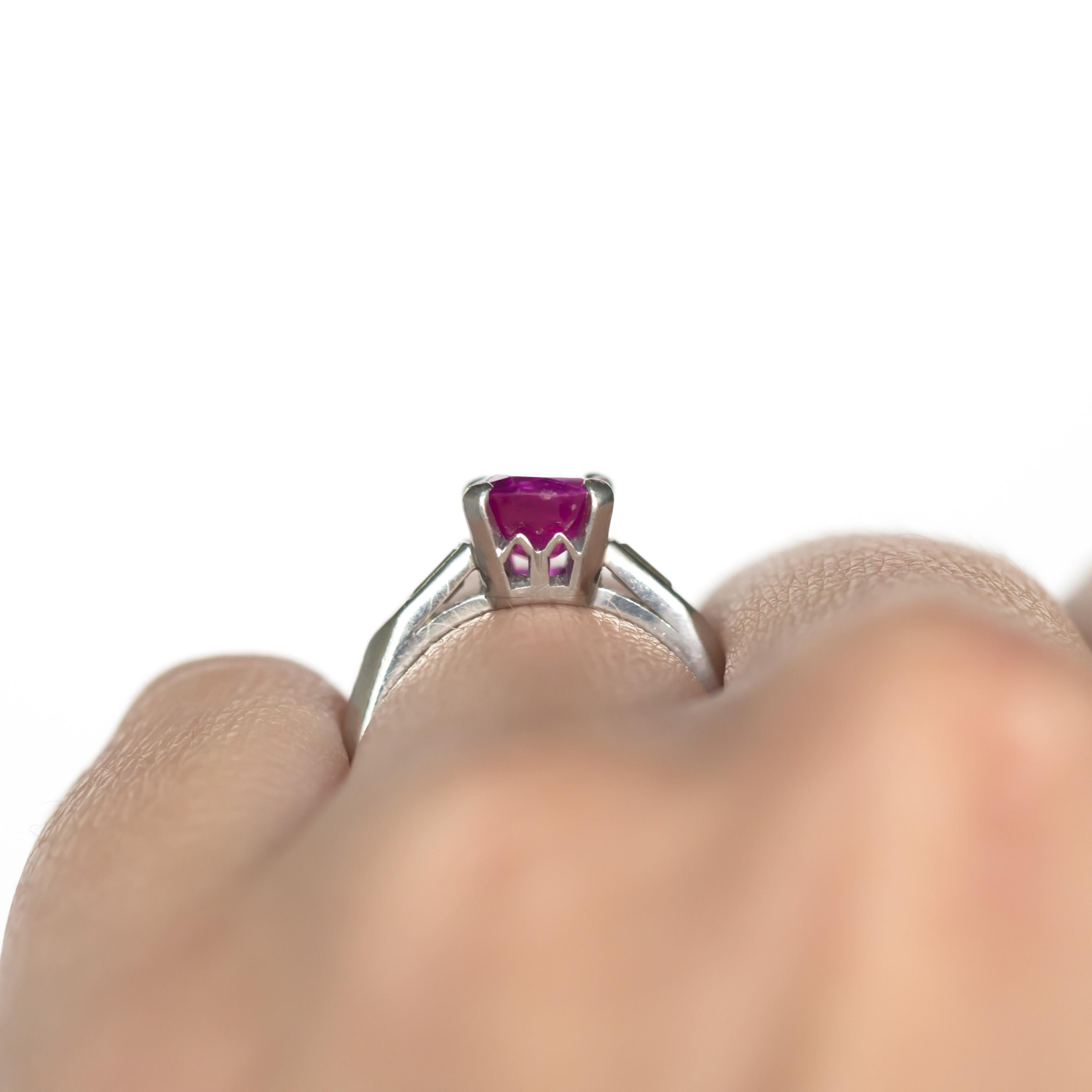 1.40 Carat Pink Sapphire Platinum Engagement Ring For Sale 4
