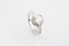 1.40 Carat Round Diamond Halo 18 Karat White Gold Engagement Ring