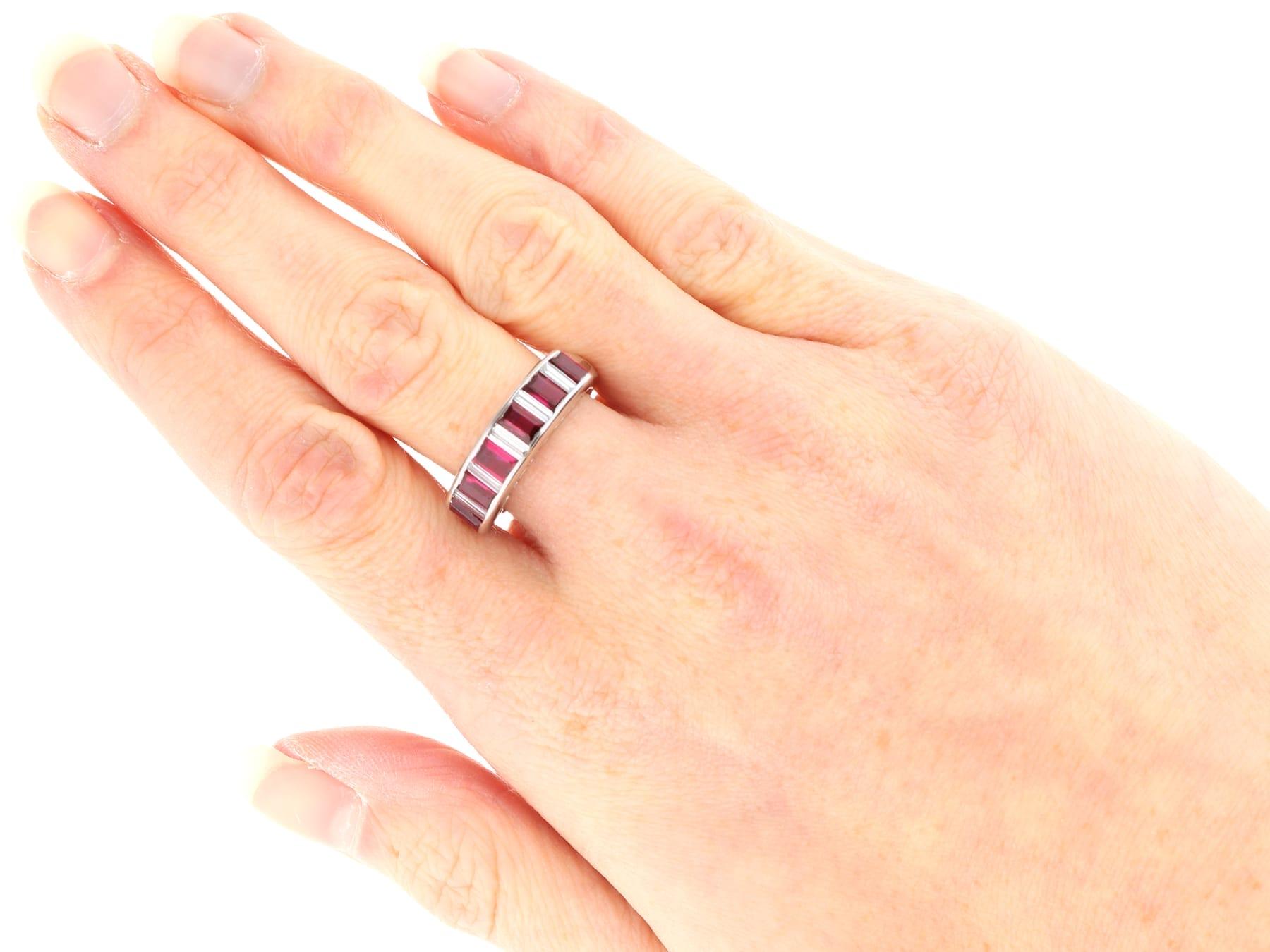 1.40 Carat Ruby and 0.55 Carat Diamond, Platinum Half Eternity Ring Circa 1990 For Sale 5