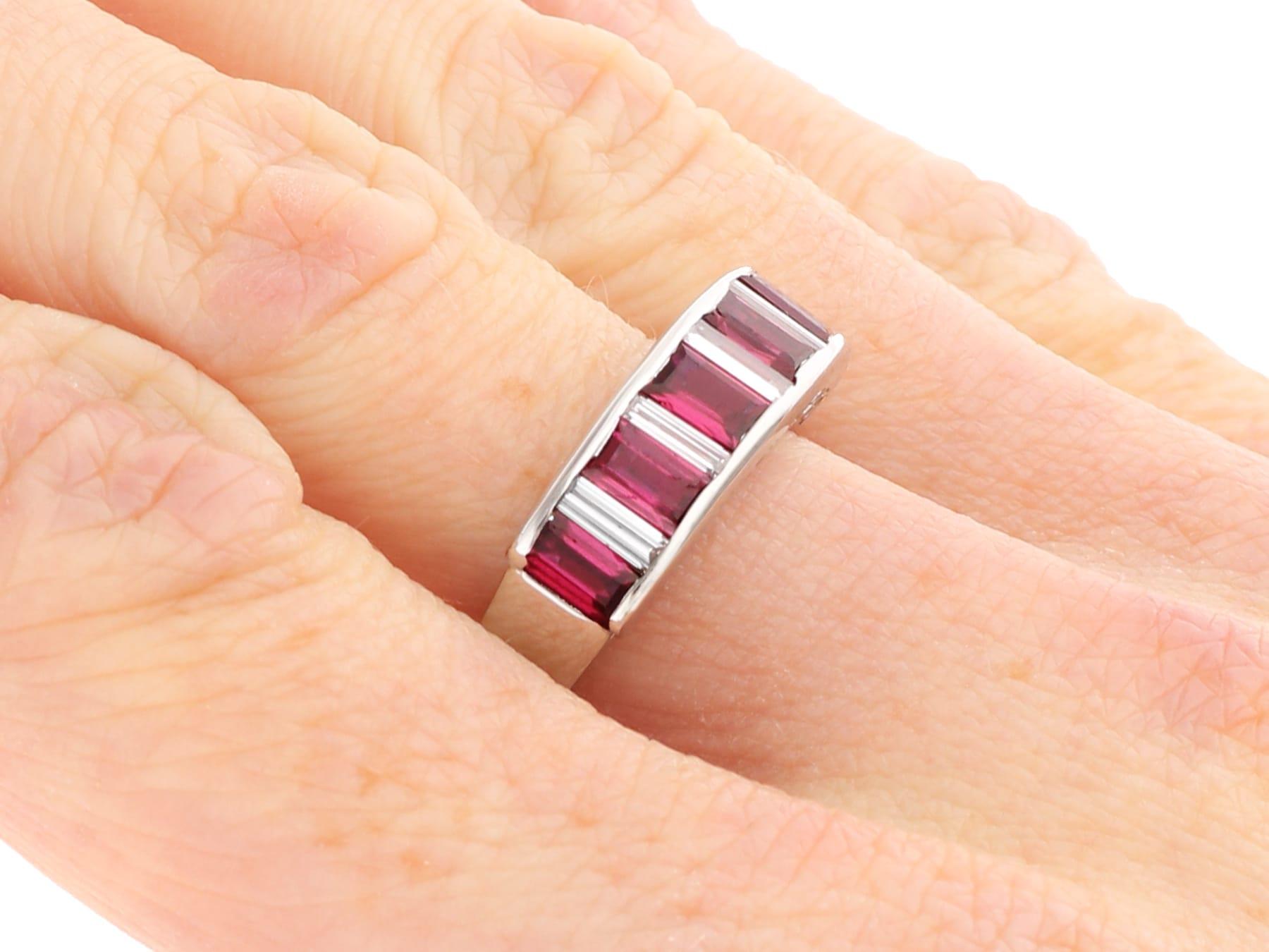 1.40 Carat Ruby and 0.55 Carat Diamond, Platinum Half Eternity Ring Circa 1990 For Sale 6