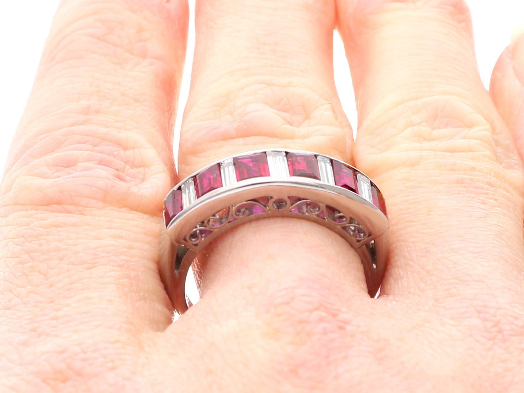 1.40 Carat Ruby and 0.55 Carat Diamond, Platinum Half Eternity Ring Circa 1990 For Sale 7