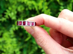 1.40 Carat Ruby and 0.55 Carat Diamond, Platinum Half Eternity Engagement Ring