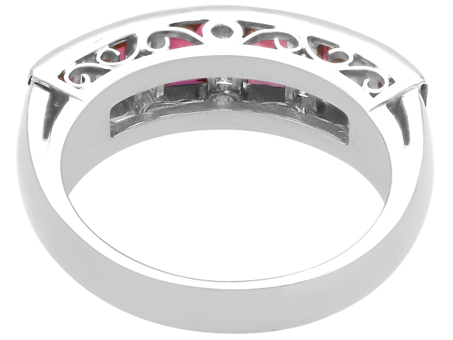 1.40 Carat Ruby and 0.55 Carat Diamond, Platinum Half Eternity Ring Circa 1990 For Sale 1