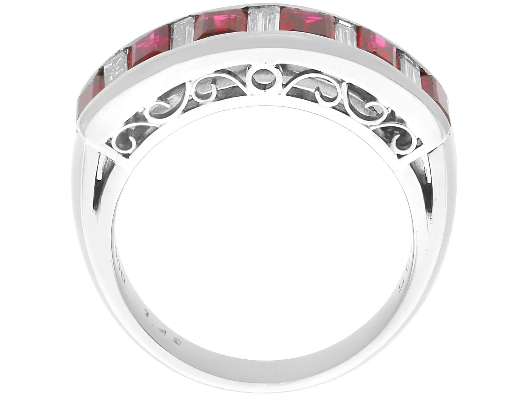 1.40 Carat Ruby and 0.55 Carat Diamond, Platinum Half Eternity Ring Circa 1990 For Sale 2