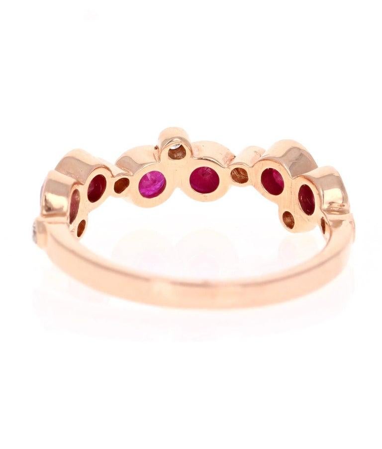 Round Cut 1.40 Carat Ruby Diamond 14 Karat Rose Gold Band