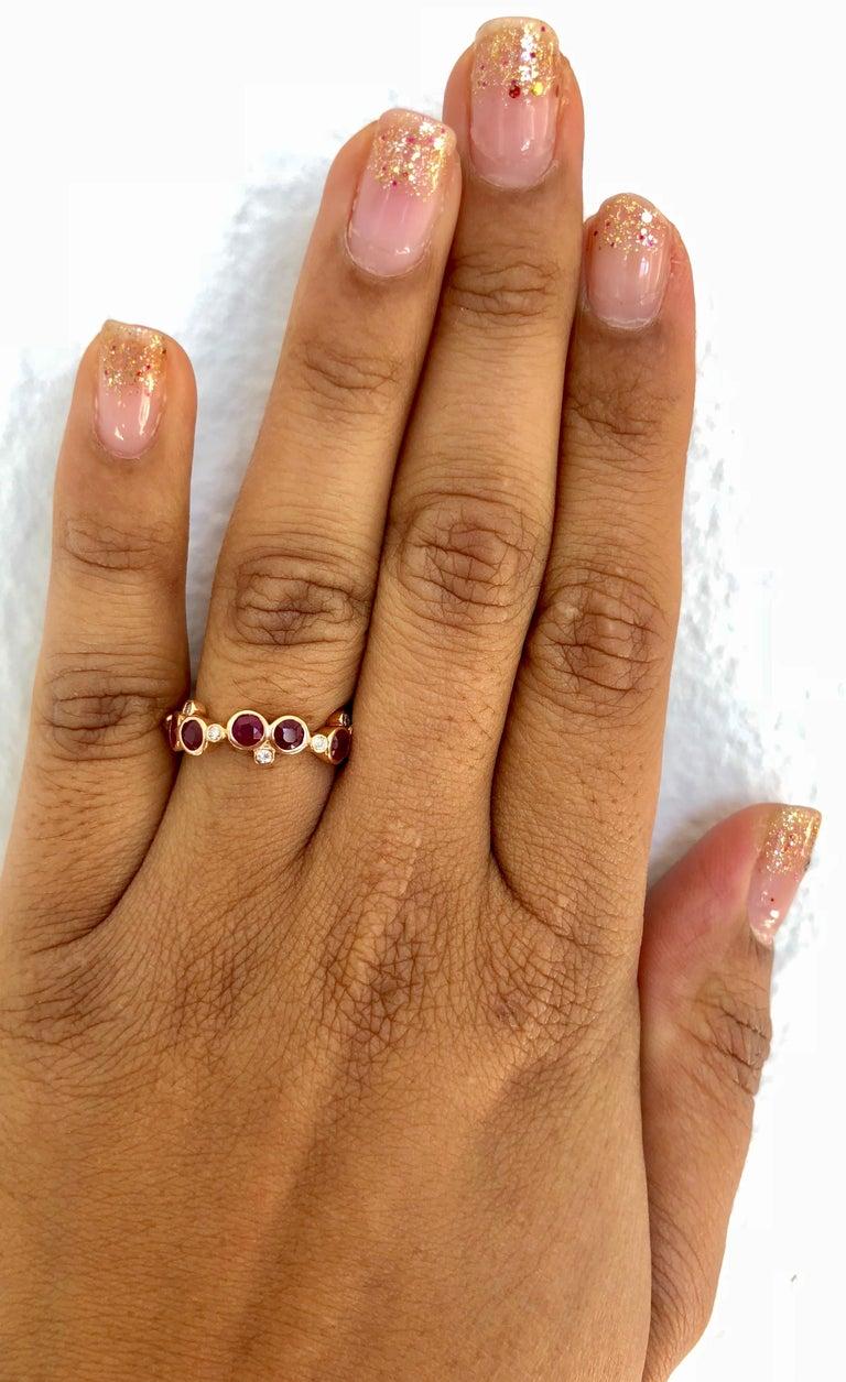 1.40 Carat Ruby Diamond 14 Karat Rose Gold Band In New Condition In Los Angeles, CA
