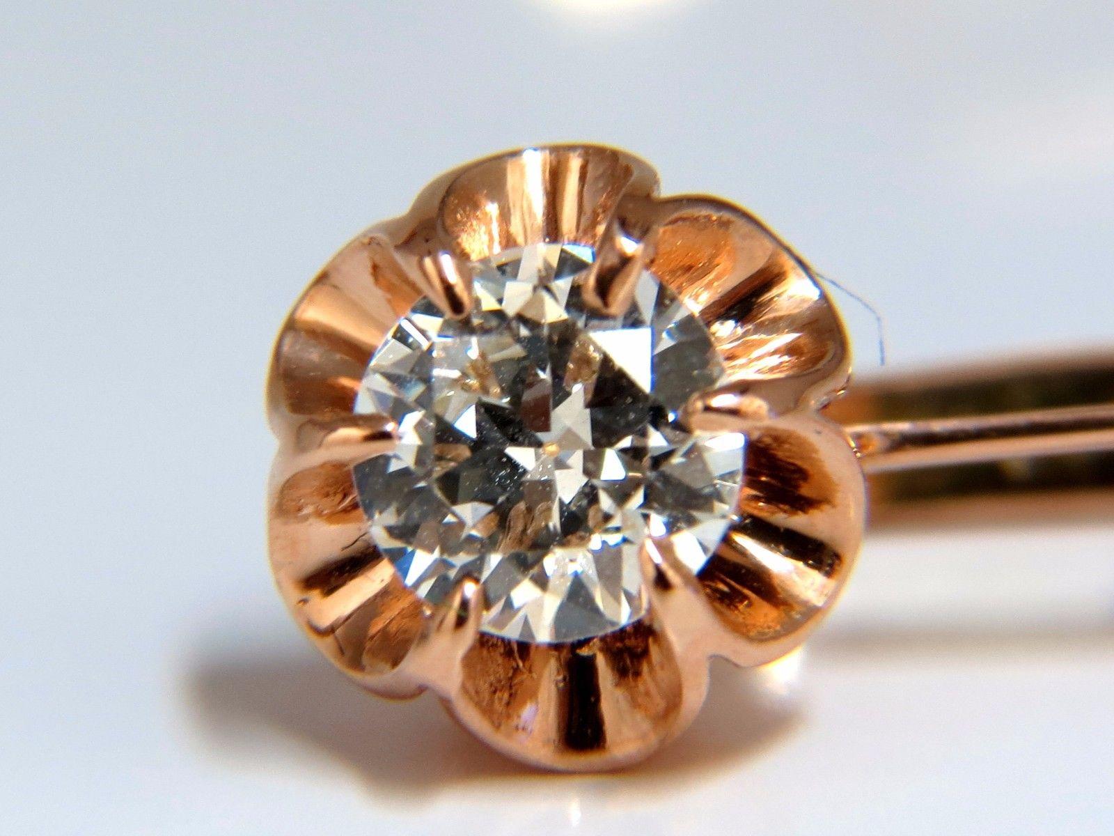 1.40 Carat Russian Old Mine Natural Diamonds Earrings 14 Karat Rose Gold H.VS In New Condition In New York, NY