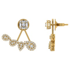 Orecchini con diamante baguette da 1,40 carati SI Clarity HI Color Oro giallo 14 carati