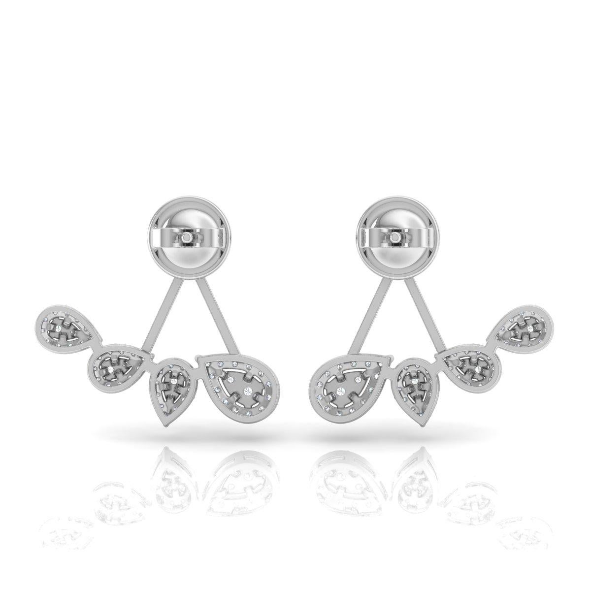 Moderne 1.40 Carat SI Clarity HI Color Baguette Diamond Earrings 18 Karat White Gold en vente
