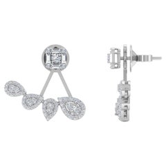 Orecchini di diamanti Baguette da 1,40 carati SI Clarity HI Color Oro bianco 18 carati