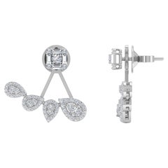 1.40 Carat SI Clarity HI Color Baguette Diamond Earrings 18 Karat White Gold
